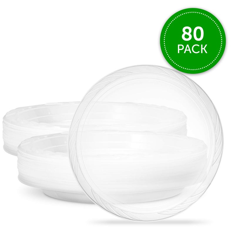 PLASTICPRO مجموعة أطباق الحفلات البلاستيكية الشفافة مقاس 25.4 سم من PLASTICPRO مقاس 10 بوصة، عبوة من 80 قطعة - Image 3